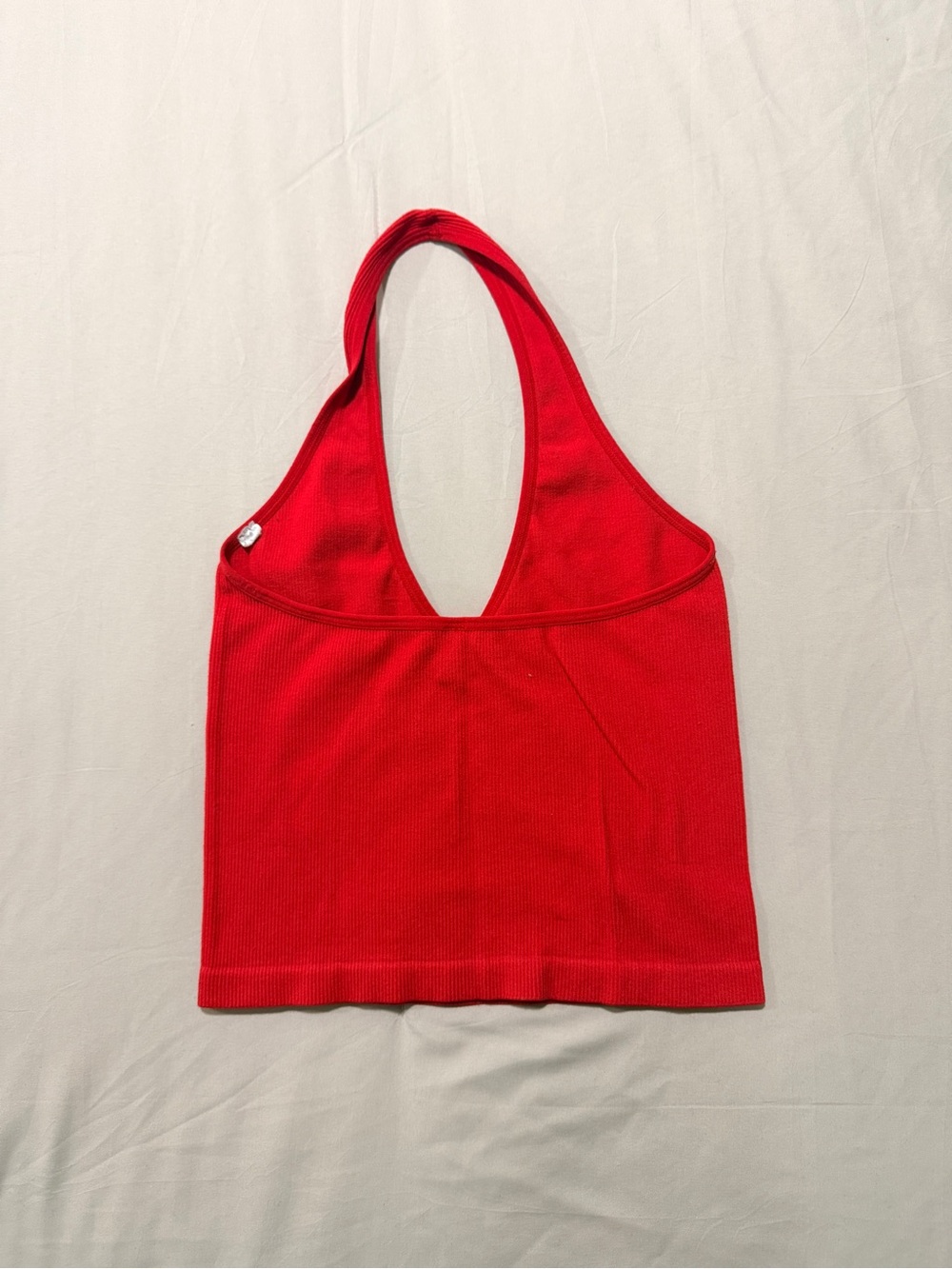 Red Ribbed Halter Tank Top - Picture 2 of 3